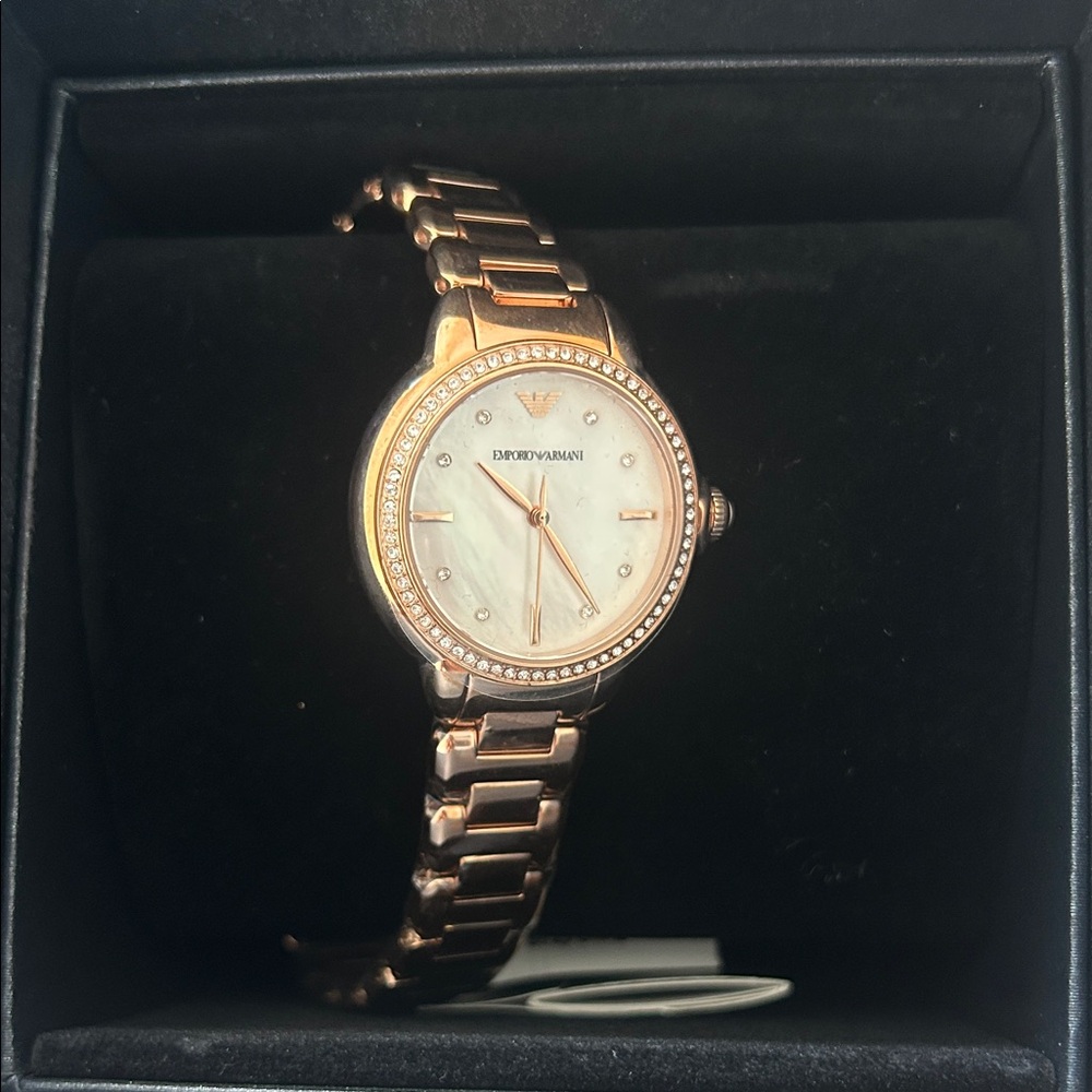 Emporio Armani Women's Rose Gold and White Watch